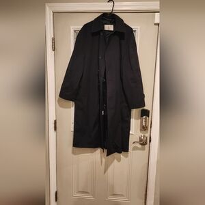 Mens 40r 4 button dark blue full length trench coat